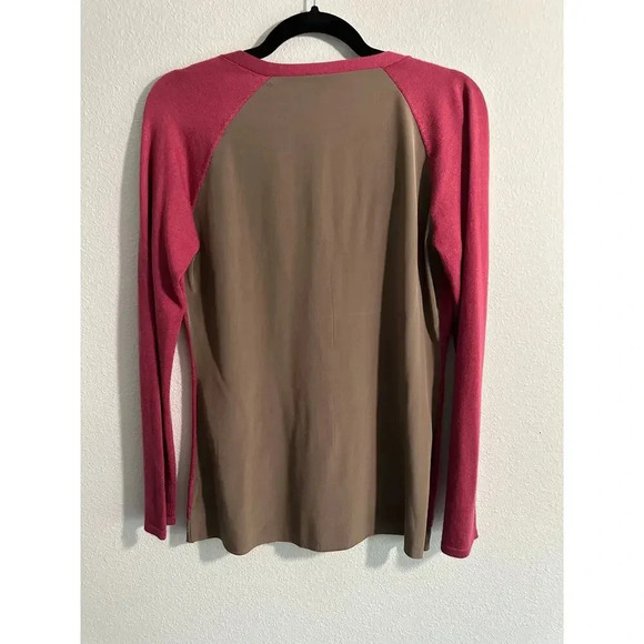 Saks Fifth Avenue Cashmere and Silk Cardigan Rose Pink and Brown Sweater Size M - Picture 8 of 8